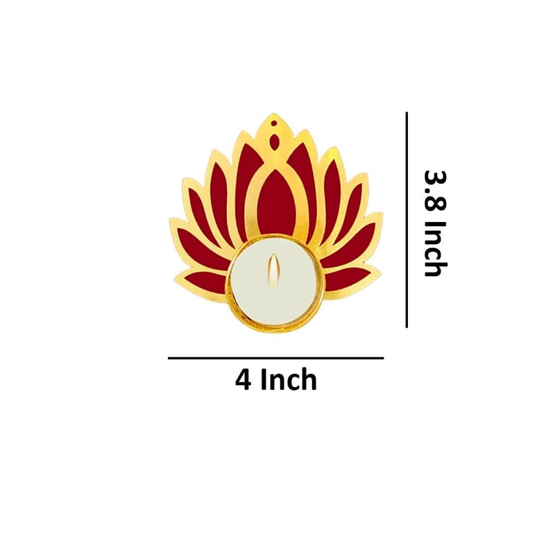 Natali Traders Natali Traders Lotus Tealight Candle Holder Set of 5 for Diwali Decoration Pooja Room Navratri Tea Light Candles for Home Decor Floor Diwali Gift for Family Friends Employee - Image 4