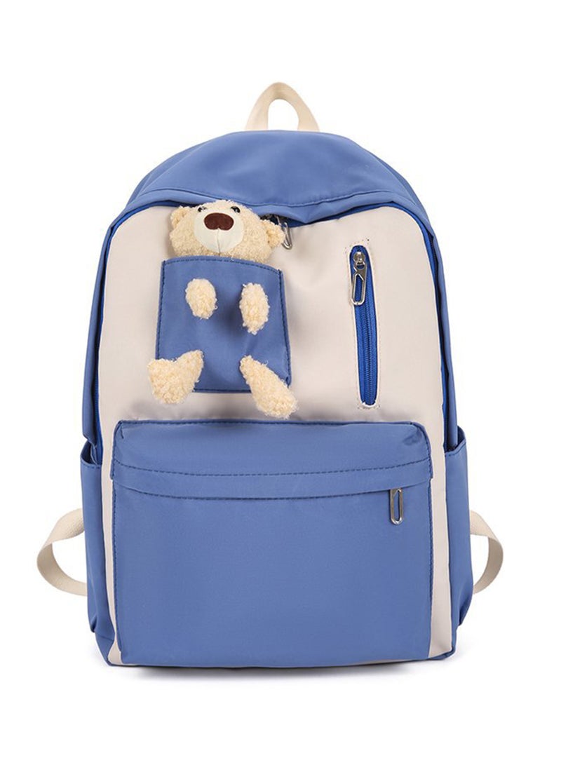 Sharpdo Aesthetic Backpack Cute Kawaii Backpack School Supplies Laptop Bag for Teens Girls Women Students Blue - Image 1