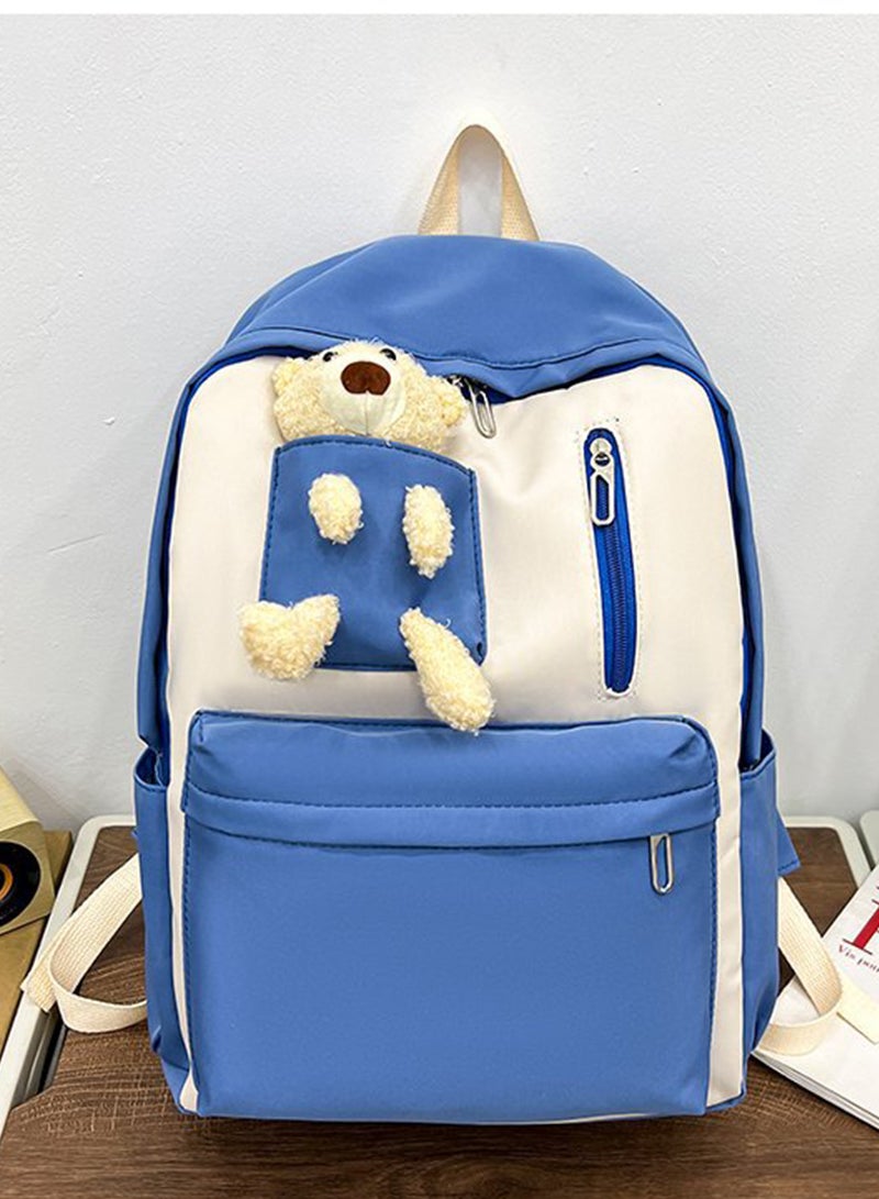 Sharpdo Aesthetic Backpack Cute Kawaii Backpack School Supplies Laptop Bag for Teens Girls Women Students Blue - Image 2
