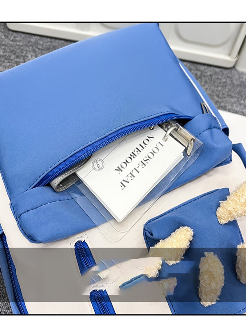 Sharpdo Aesthetic Backpack Cute Kawaii Backpack School Supplies Laptop Bag for Teens Girls Women Students Blue - Image 5