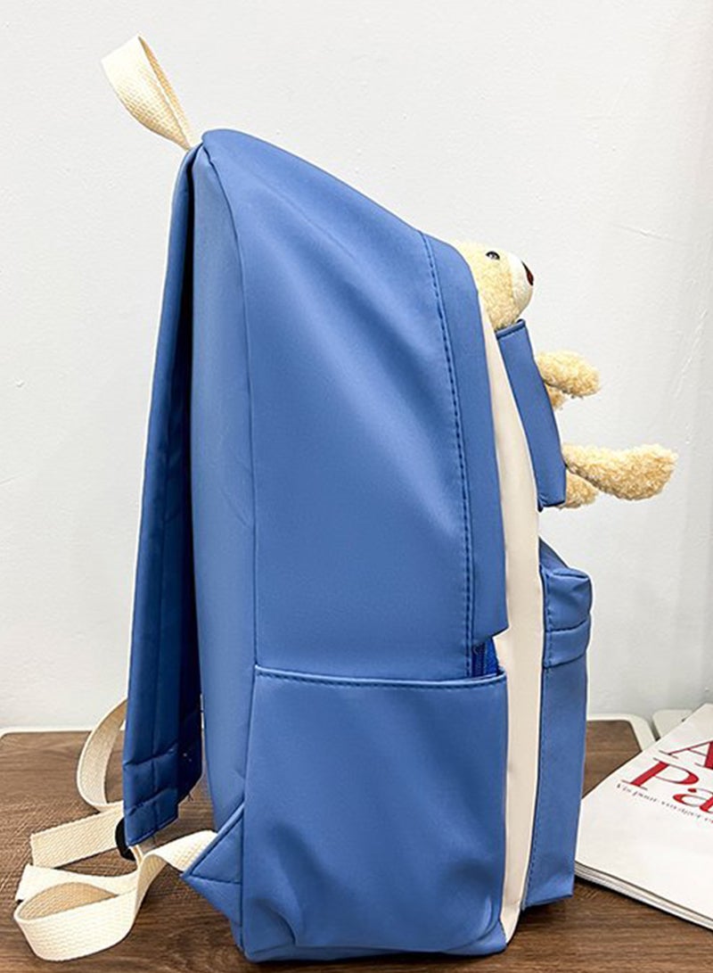 Sharpdo Aesthetic Backpack Cute Kawaii Backpack School Supplies Laptop Bag for Teens Girls Women Students Blue - Image 3