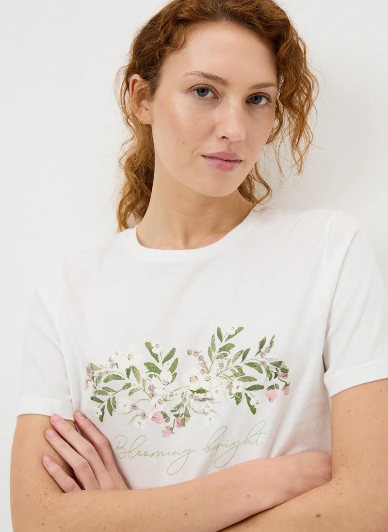 ماتلان طقم بيجامة نسائي بأساور مزينة بالزهور باللون الأخضر