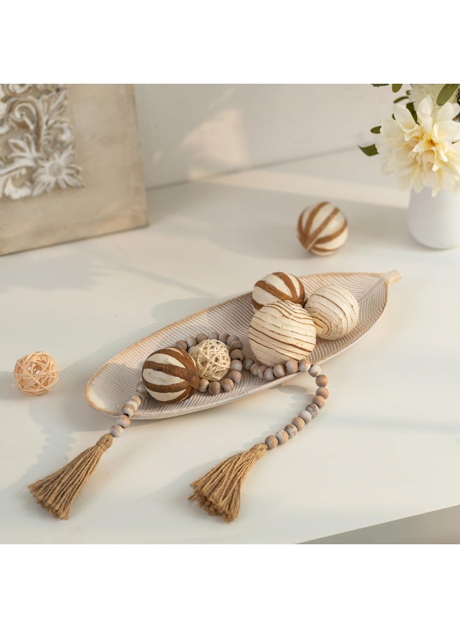 Hoasis Wooden Leaf Shaped Decorative Tray，Multipurpose Key Bowl and Jewellery Dish for Entryway, Coffee Table or Bedroom，Home Hallway Decor and Candle Holder Tray for Crystals, Potpourri or Small Accessories - Image 3