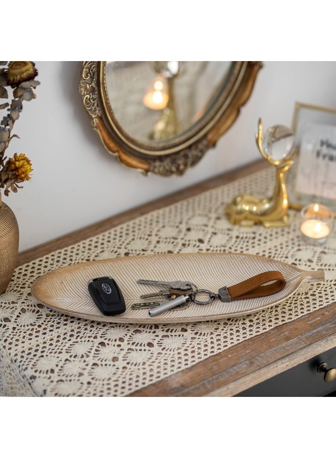 Hoasis Wooden Leaf Shaped Decorative Tray，Multipurpose Key Bowl and Jewellery Dish for Entryway, Coffee Table or Bedroom，Home Hallway Decor and Candle Holder Tray for Crystals, Potpourri or Small Accessories - Image 4