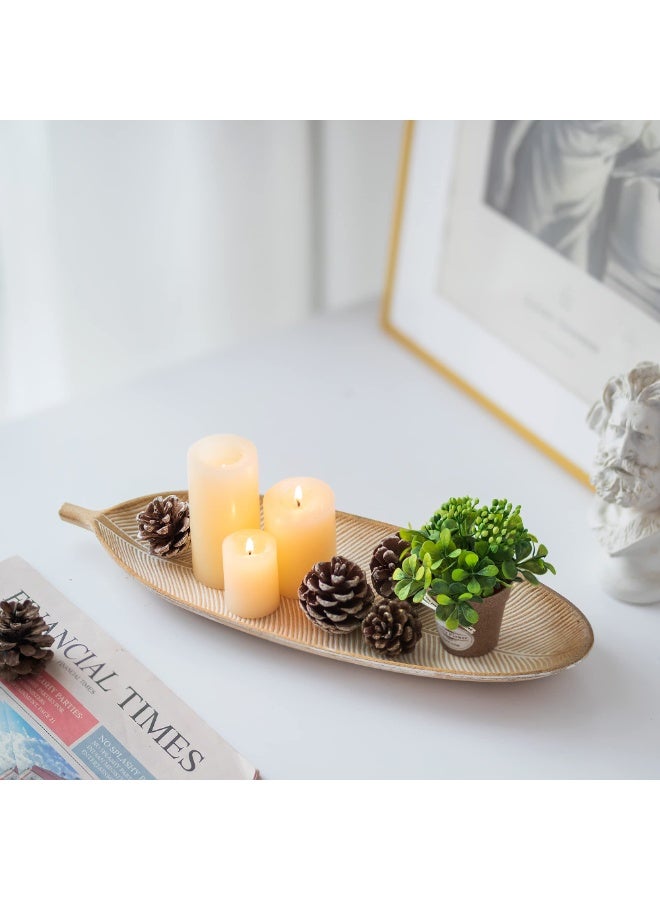 Hoasis Wooden Leaf Shaped Decorative Tray，Multipurpose Key Bowl and Jewellery Dish for Entryway, Coffee Table or Bedroom，Home Hallway Decor and Candle Holder Tray for Crystals, Potpourri or Small Accessories - Image 5