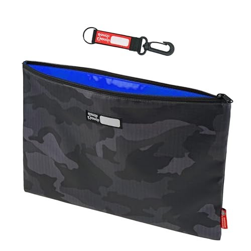 RE ROUGH ENOUGH Rough Enough Important Document Organizer Safe File Folder Holder with Waterproof Cordura Black Camo Military Army Name Tag Record - Image 1