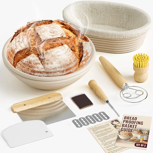 Benicci Complete Bread Proofing Baskets Set Premium Quality Kit for Sourdough Bread Making Includes 9 10 Banneton Basket wAll Needed Bread Baking Supplies Perfect Tools for Baking Enthusiasts - Image 1