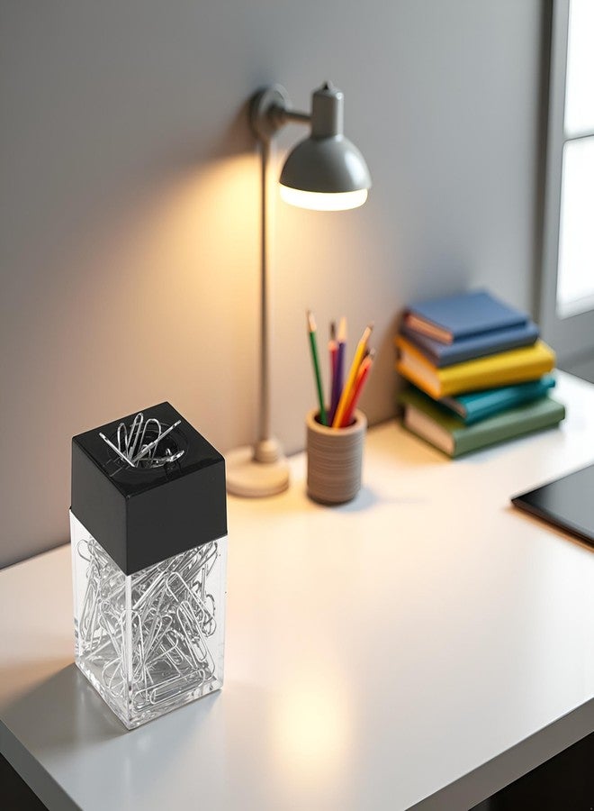 Qintreesify Black Magnetic Paper Clip Dispenser Holder Paperclip Dispenser for Desk, School, Office, Desk Supplies Holders and Dispensers Desk Accessories and Workspace Organizers Office and School Supplies - Image 3