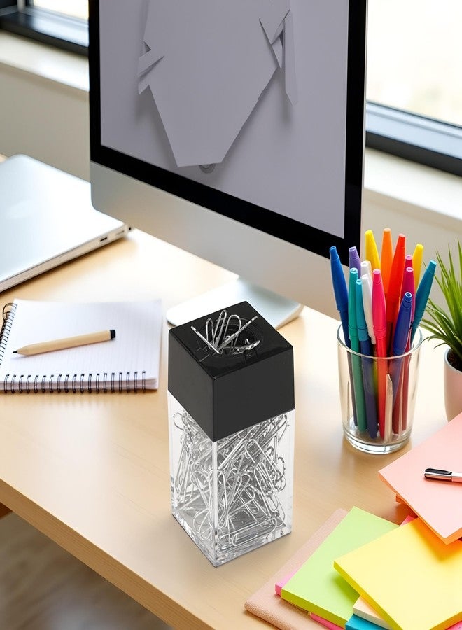 Qintreesify Black Magnetic Paper Clip Dispenser Holder Paperclip Dispenser for Desk, School, Office, Desk Supplies Holders and Dispensers Desk Accessories and Workspace Organizers Office and School Supplies - Image 4