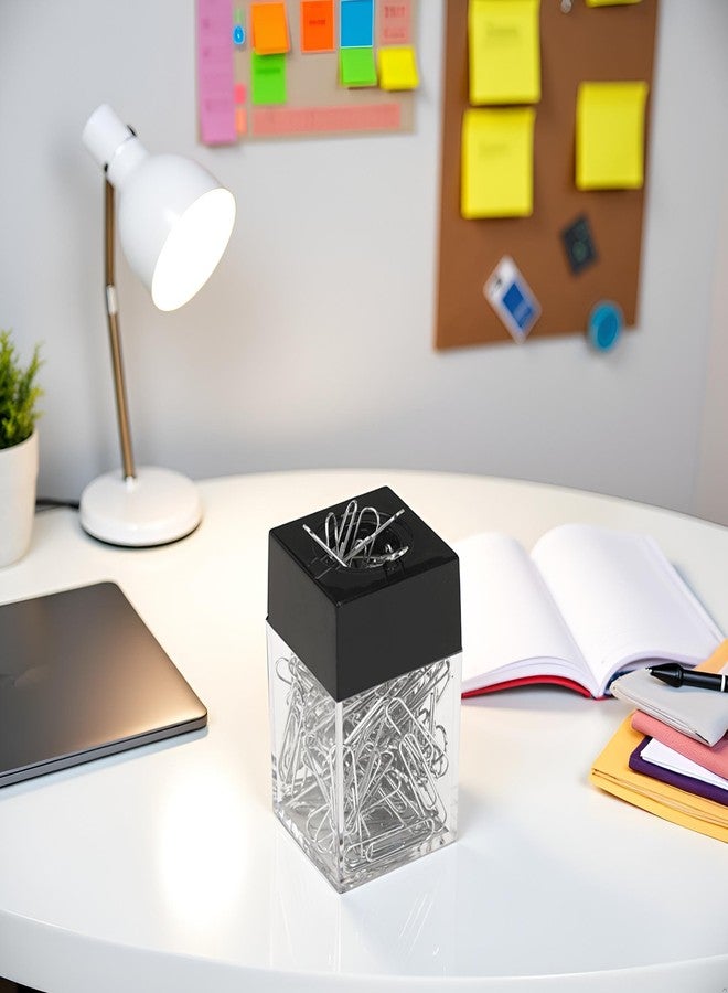 Qintreesify Black Magnetic Paper Clip Dispenser Holder Paperclip Dispenser for Desk, School, Office, Desk Supplies Holders and Dispensers Desk Accessories and Workspace Organizers Office and School Supplies - Image 2