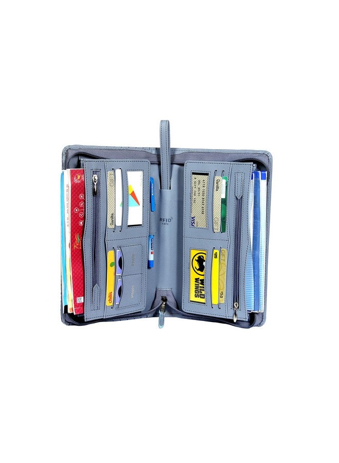 سوكشكرافت محفظة Sukeshcraft Multiple Bank Documnet |PU| تتسع لما يصل إلى 8 دفاتر شيكات (رمادية زرقاء) - Image 5