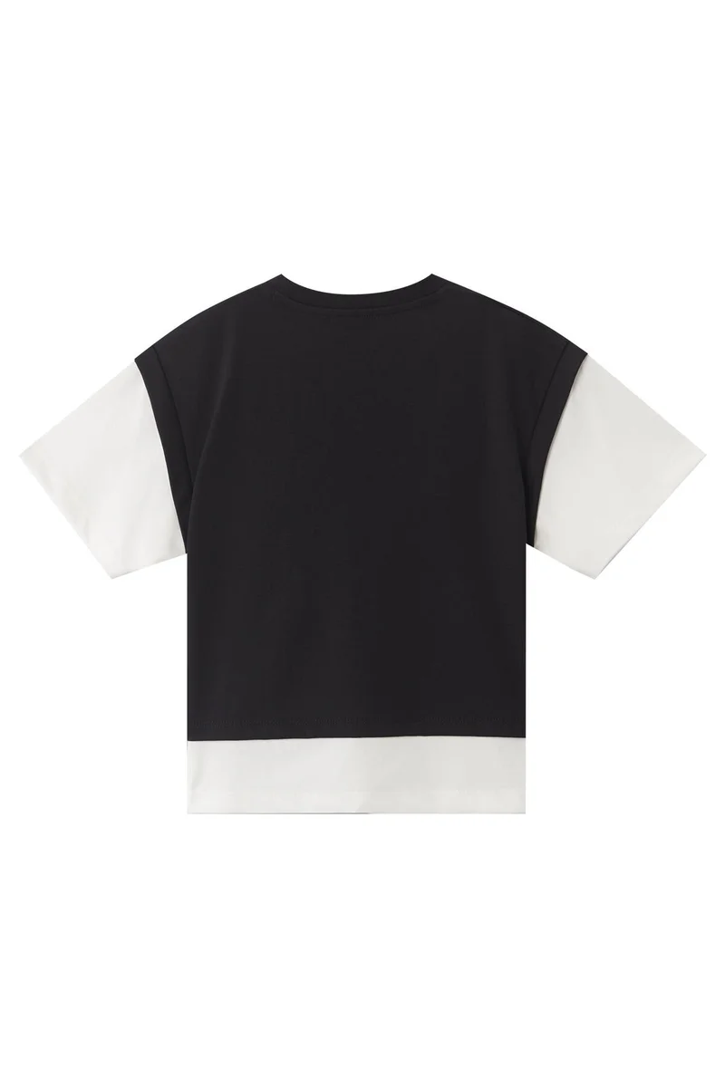 جيوردانو تيشيرت مريح مطبوع للأطفال باللون الأسود