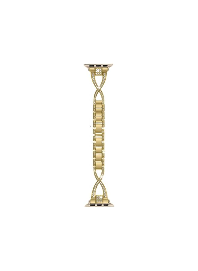 for Apple Watch Band 38mm 40mm 41mm 42mm(Series10 11) Women Series11 10 9 8 7 6 5 4 SE iwatch Bands Bling Metal Bracelet Cute Fancy Dressy Strap Gold - Image 2