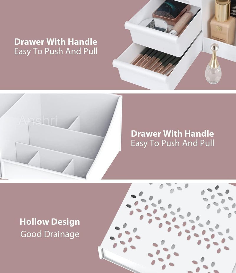 DarkShri Makeup Desk Cosmetic Storage Box Organizer with Drawers for Dressing Table,Bathroom Counter, Elegant Vanity Holder for Brushes, Eyeshadow, Lotions, Lipstick and Nail Polish (5544) - Image 2