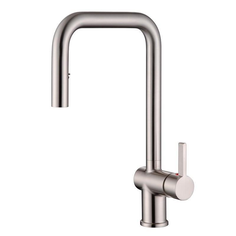 SUMERAIN Pull Down Kitchen Sink Faucet with Sprayer Brushed Nickel Stainless Steel Single Hole Kitchen Faucets Single Handle Dual Spray Mode - Image 1