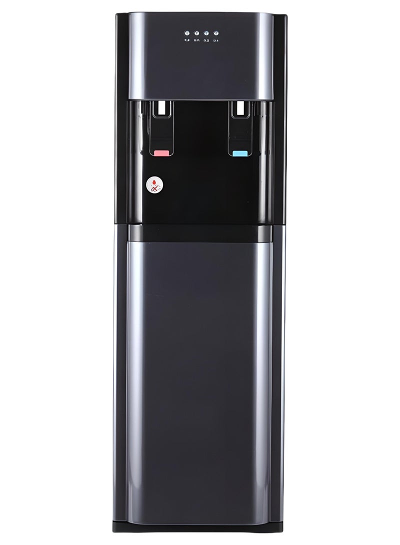 آه آه موزع مياه بارد وساخن بسعة 5 جالون، مزود بخاصية التسخين والتبريد السريع، يعمل بجهد 220 فولت وتردد 50 هرتز، مزود بخزان من الفولاذ المقاوم للصدأ، للاستخدام المنزلي أو المكتبي، لون أسود. - Image 1