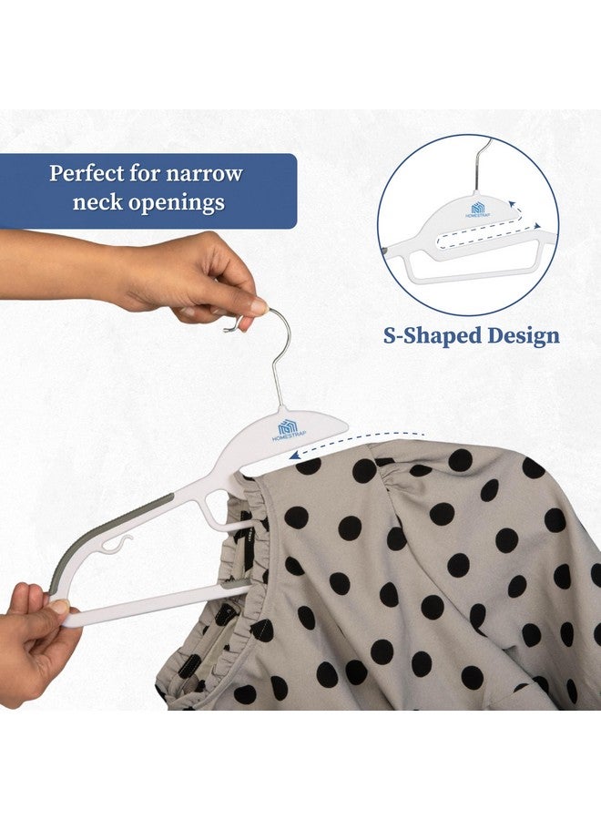 HomeStrap حامل ملابس بلاستيكي مضاد للانزلاق على شكل S من هومستراپ - عبوة من 10 | حامل منظم 4 في 1 | خطاف دوار 360°، شريط ملحقات، شريط بنطلون، مقابض غير قابلة للانزلاق وخطافات حزام | للسترات، القمصان، الكاميسولات، الفساتين والبدلات - Image 3