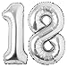 Jonhamwelbor 18 Number Balloons Silver Giant Jumbo Big Large Number 18 Foil Mylar Balloons for 18th Birthday Party Supplies 18 Anniversary Events Decorations - Image 4