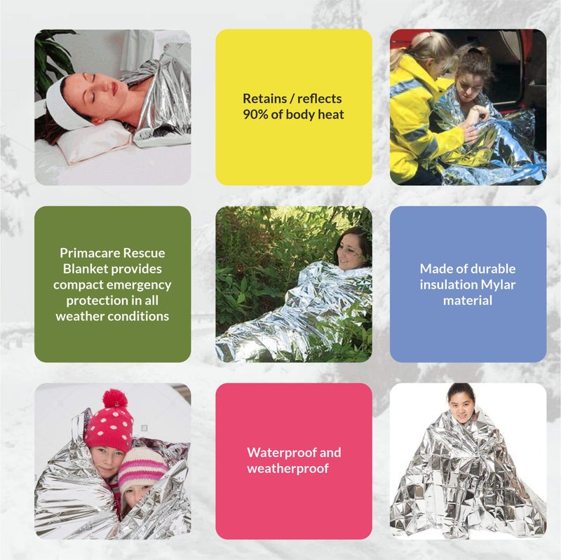 Primacare HB-10 Emergency Mylar Thermal Blankets â€“ 10 Pack, 84" x 52", Silver â€“ Reflective, Waterproof, Retains 90% Body Heat â€“ for Survival, First Aid, Outdoors, Camping, EMS - Image 4