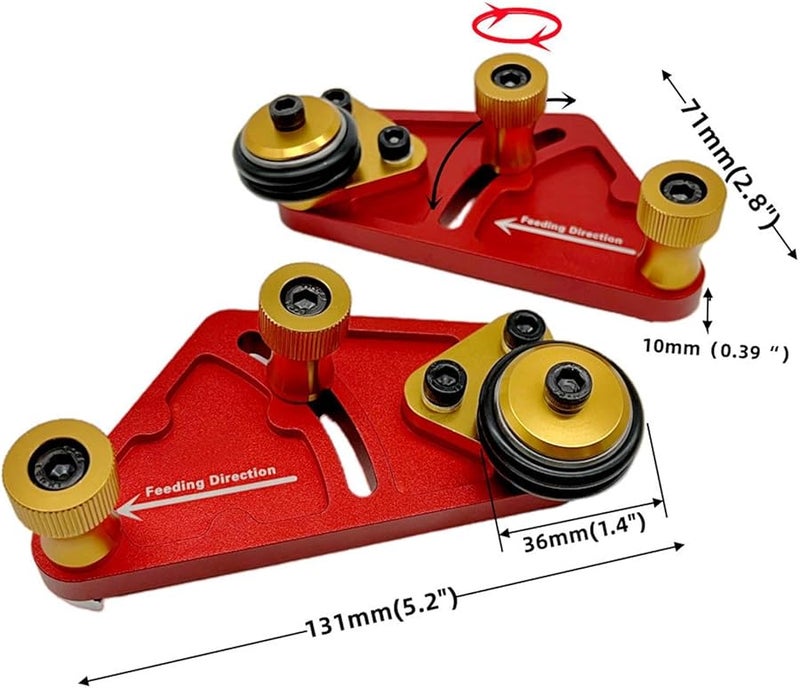 لوح توجيه منشار طاولة من سبائك الألومنيوم 2 قطعة، بكرة تحمل دقيقة لأعمال النجارة، أداة ضغط لوح التغذية - Image 3