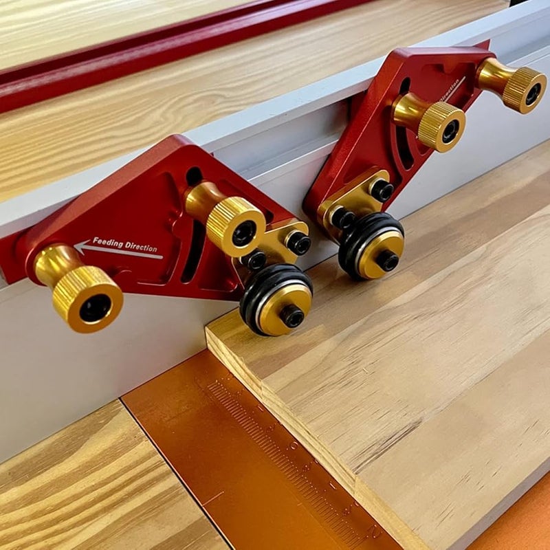 لوح توجيه منشار طاولة من سبائك الألومنيوم 2 قطعة، بكرة تحمل دقيقة لأعمال النجارة، أداة ضغط لوح التغذية - Image 4