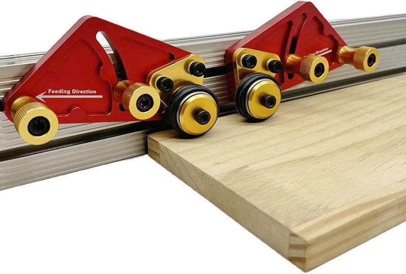 لوح توجيه منشار طاولة من سبائك الألومنيوم 2 قطعة، بكرة تحمل دقيقة لأعمال النجارة، أداة ضغط لوح التغذية - Image 5