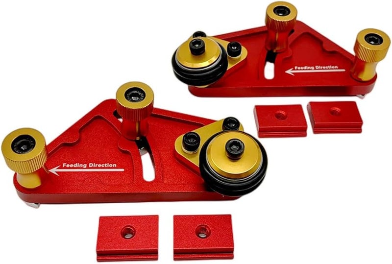 لوح توجيه منشار طاولة من سبائك الألومنيوم 2 قطعة، بكرة تحمل دقيقة لأعمال النجارة، أداة ضغط لوح التغذية - Image 1