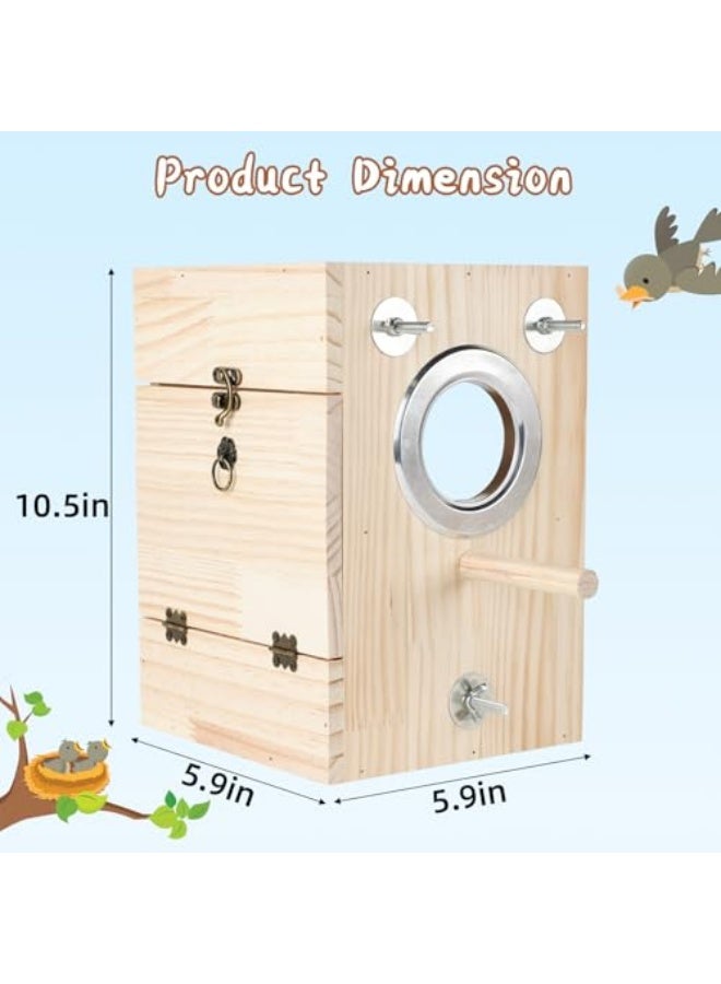 Generic GINDOOR Parakeet Nesting Box Transparent Design, Natural Wood Bird Nest Breeding Box with Perch, Acrylic Bird House for Cage Bird Nesting Box for Small Cockatiel Lovebirds Finch Parrot Canary L  - Image 2