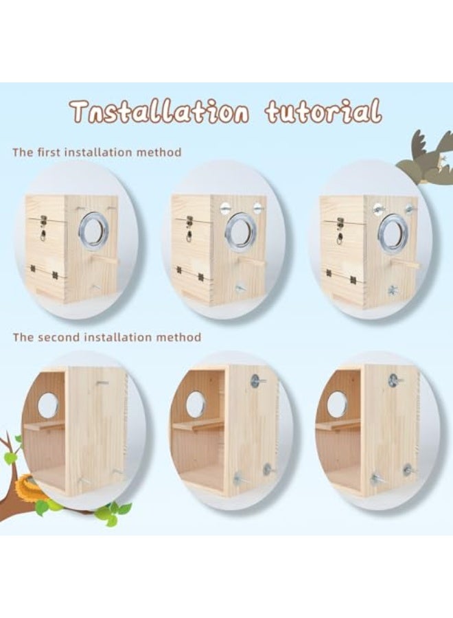 Generic GINDOOR Parakeet Nesting Box Transparent Design, Natural Wood Bird Nest Breeding Box with Perch, Acrylic Bird House for Cage Bird Nesting Box for Small Cockatiel Lovebirds Finch Parrot Canary L  - Image 3