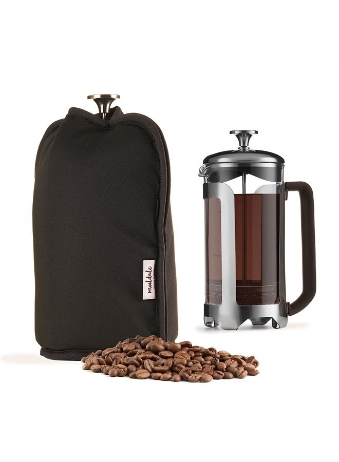 Muldale French Press Insulator - Designed to Keep your Coffee Warmer for Longer - Easy to Use French Press Coffee Warmer Cafetiere Cozy for Multiple Sizes (Black) - Image 1