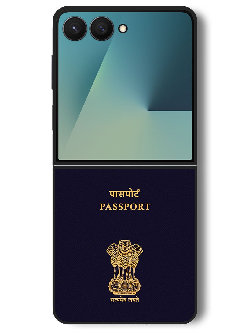 Theodor Case Compatible with Samsung Galaxy Z Flip 7 - 6.9 Inch Protection Shockproof Bumper Cover India Passport - Image 1