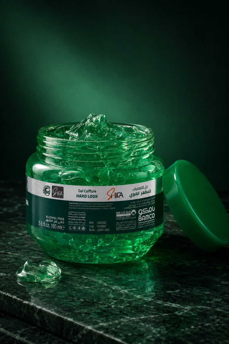 SHIFA Hard Look Hair Gel 165 ml, Firm-Hold Styling for Everyday Use, Green - Image 3