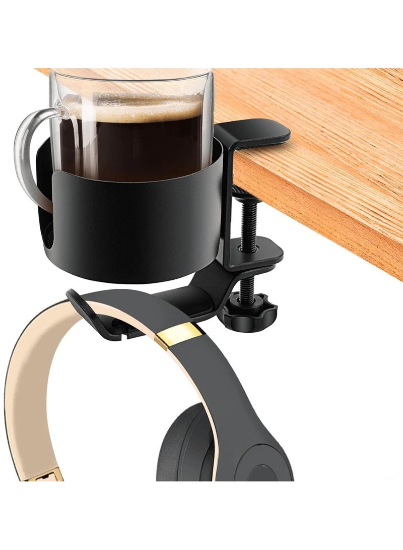 general Desktop water cup bracket, non-punching storage water cup bracket, earphone hook aluminum alloy material (black) - Image 1
