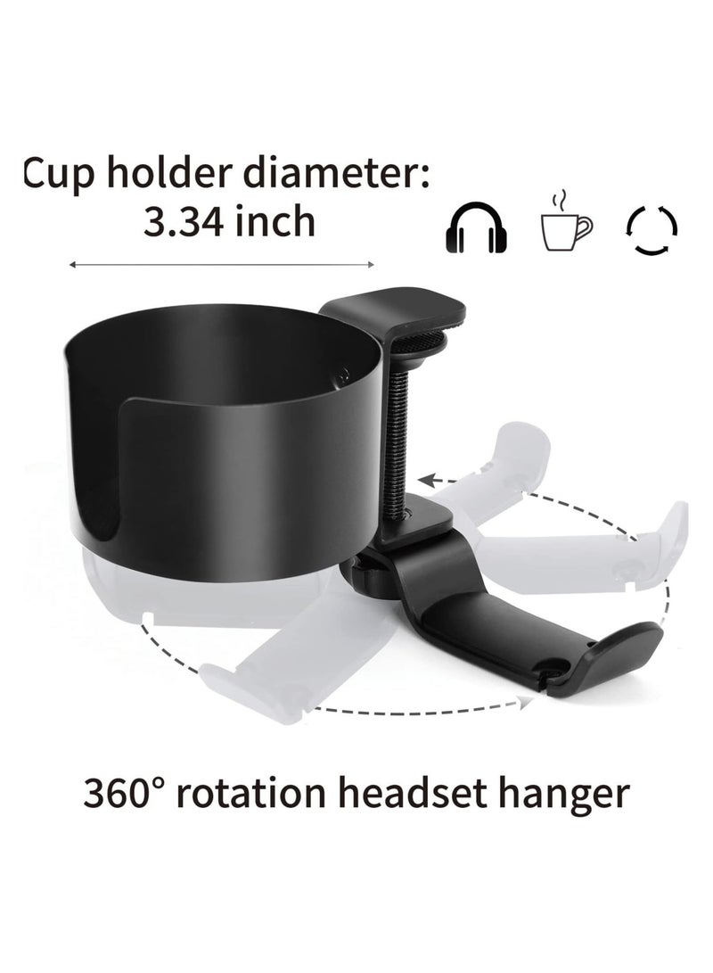 general Desktop water cup bracket, non-punching storage water cup bracket, earphone hook aluminum alloy material (black) - Image 3