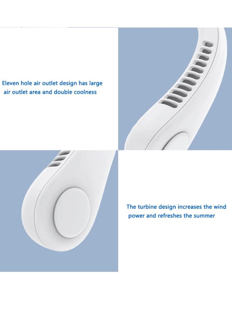 ELTRAZONE Portable Fan Adjustable USB Mini Fan Rechargeable Battery Operated Hanging Neck Fan Personal Hand-Free Fan Multipurpose Use With Adjustable Speeds White - Image 2