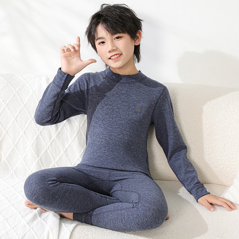 Boys' Thermal Underwear Suit Winter Clothes Children'S Boys' Pajamas Fleece-Lined Thickened Baby Middle And Big Children'S Autumn Clothes Long Pants - Image 2