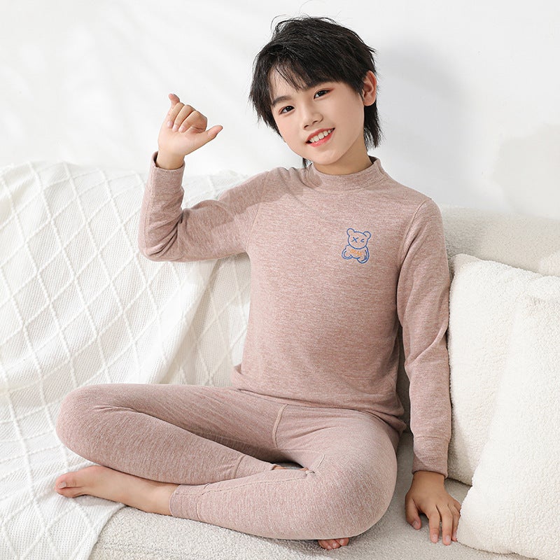 Boys' Thermal Underwear Suit Winter Clothes Children'S Boys' Pajamas Fleece-Lined Thickened Baby Middle And Big Children'S Autumn Clothes Long Pants - Image 3