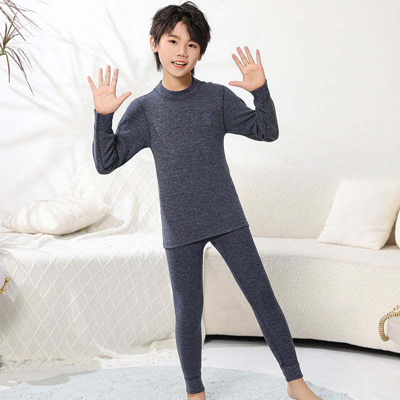 Boys' Thermal Underwear Suit Winter Clothes Children'S Boys' Pajamas Fleece-Lined Thickened Baby Middle And Big Children'S Autumn Clothes Long Pants - Image 1