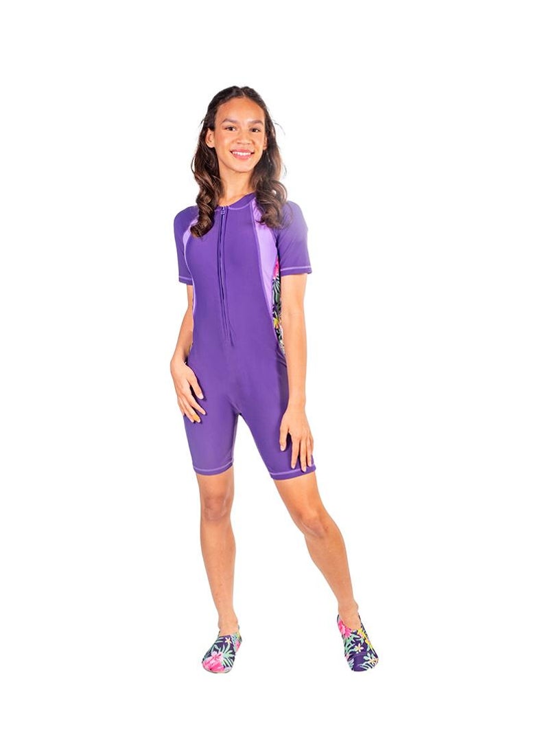 COEGA SUNWEAR COEGA Youth Girls Slim-kini Short Lengths - Purple Blue Tropical - Image 1