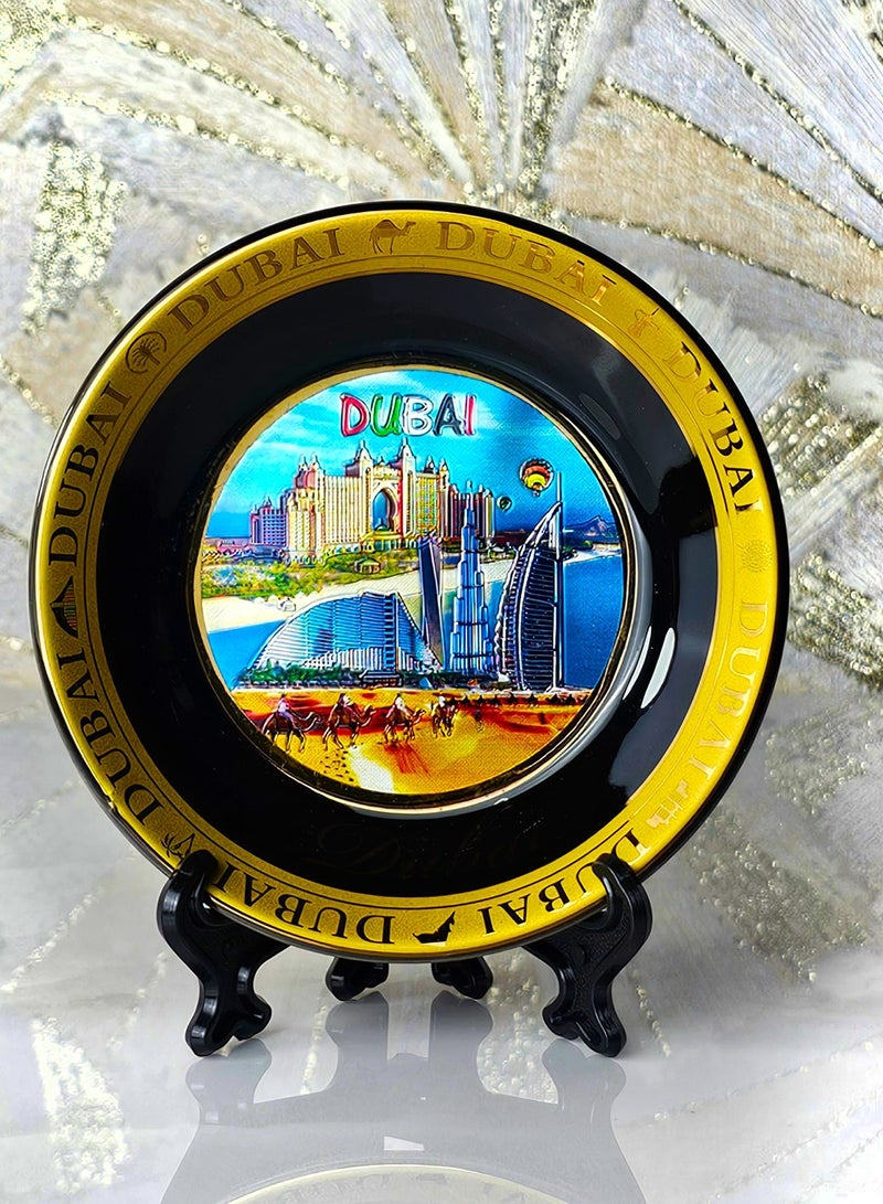 سوق الهدايا التذكارية طبق سيراميك مزخرف من سوق الهدايا التذكارية مطلي بالذهب 11 سم 08 - Image 1