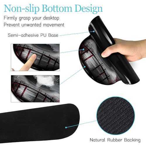 LIMKRIAN Japanese Mouse Pad Large Desk Mat Set, XXL Anime Full Moon Ergonomic Mousepad with Wrist Rest, Wrist Support Gaming Keyboard Mat Cup Coaster Set, Japanese Style Office Desk Accessories - Image 5