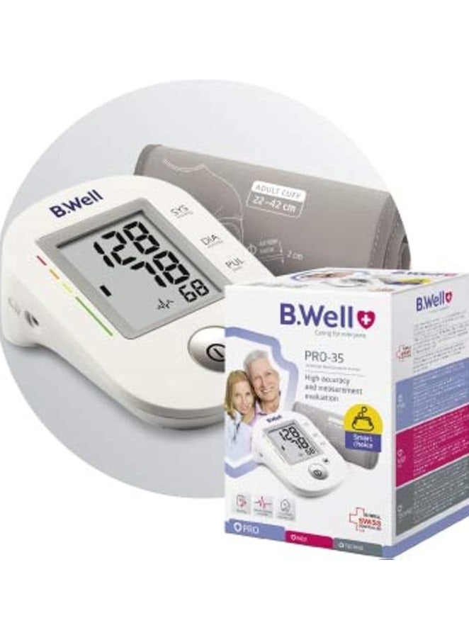 B.Well جهاز قياس ضغط الدم الأوتوماتيكي B.Well PRO-35-ML - كفة متوسطة كبيرة M–L ومحول شاحن - Image 1