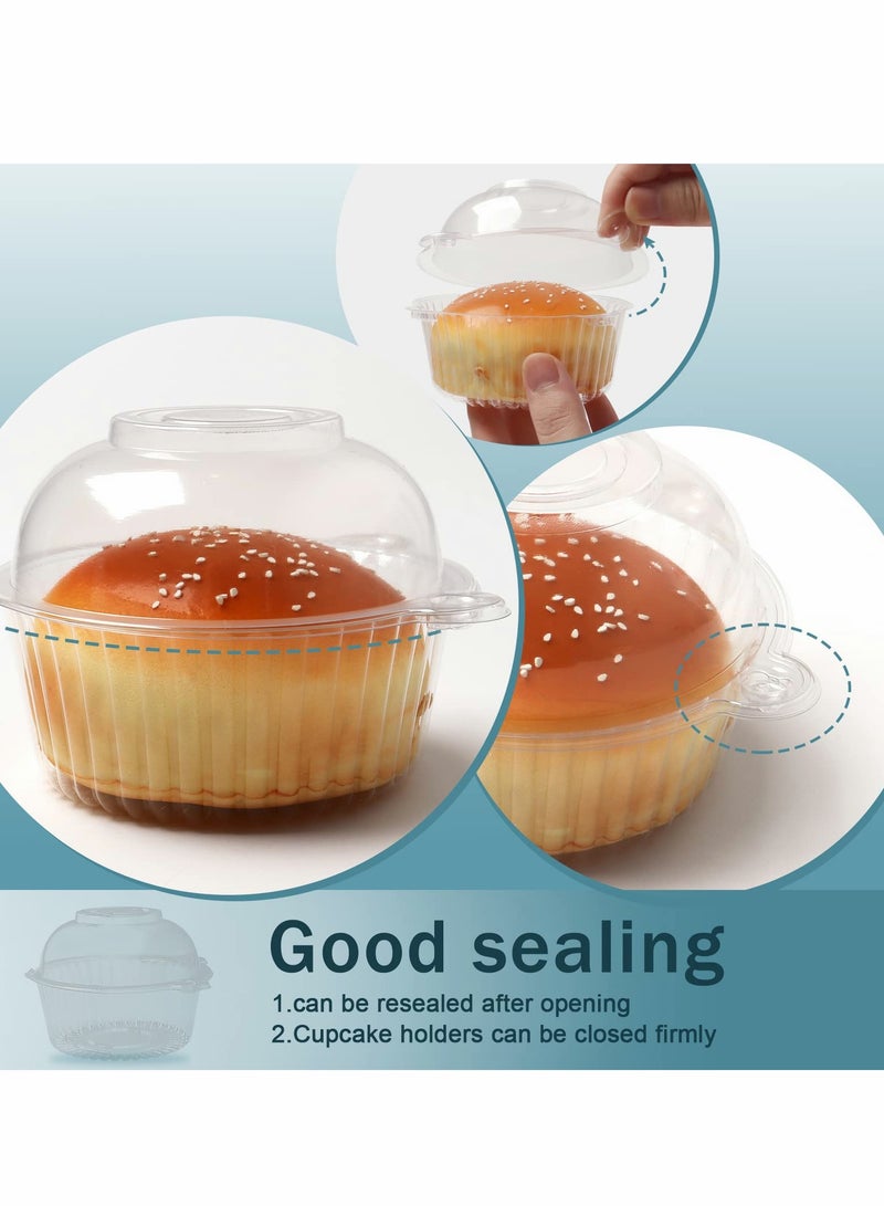 100 Pcs Individual Cake Box, Plastic Transparent Disposable Cupcake Individual Container, Cake Holder Original Top For Fruit Salad Bread Party Cake  - Image 2