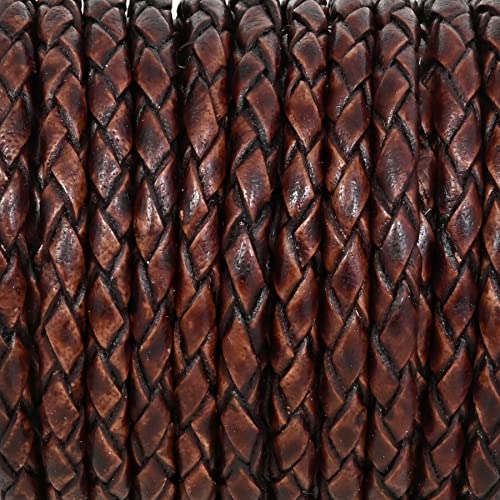 GENIQUE Real/Genuine Round Braided Leather Cord String Rope Folded, Leather Rope for Crafts, Jewelry Making, Necklace, Bracelets (5 Metres) (3mm, Antique Brown Distressed) - Image 4