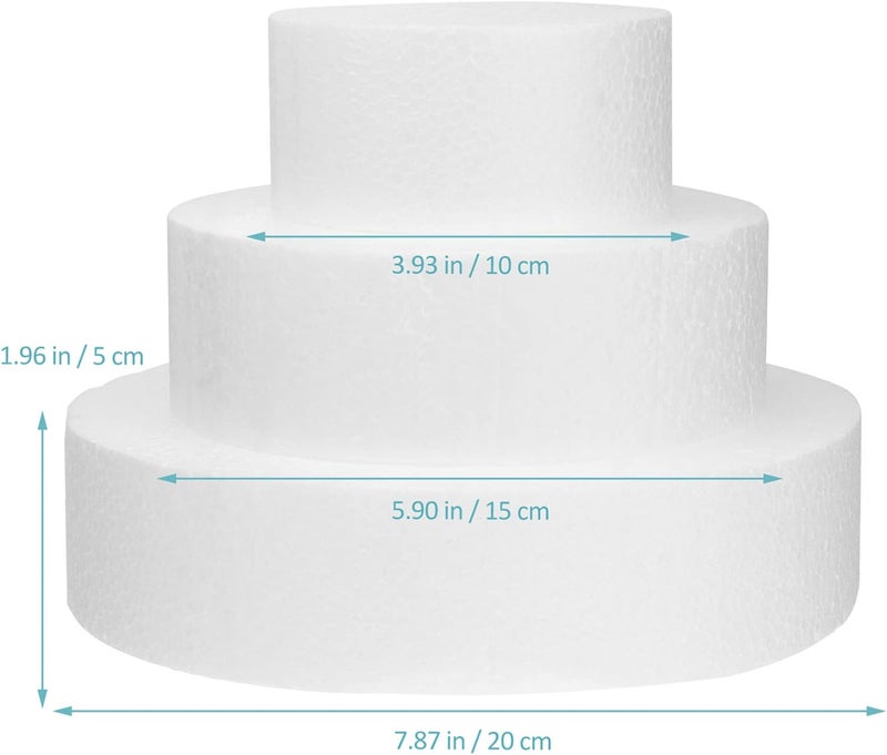 comfrt 3pcs Cake Mold- Round Foam Cake Dummies 3.9 inch x 3.9 x inch Set for Decorating- Cake Baking Supplies - Image 4