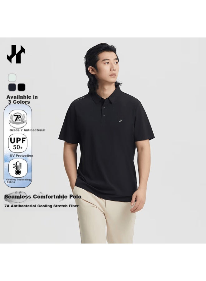ASK Wendao Yunpai Ice Core Polo Shirt 7a Antibacterial Upf50+ High Sun Protection Stretch Breathable Top W6812 Black XL - Image 1