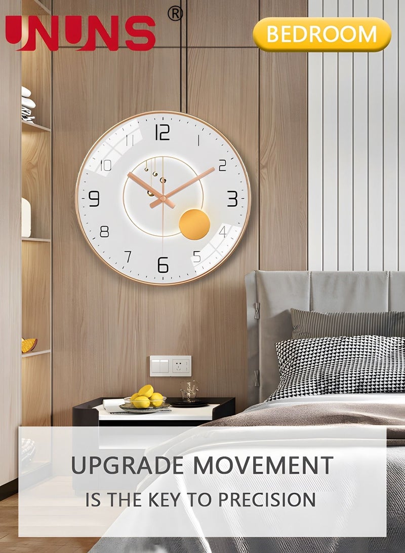 UNUNS 12 Inch Wall Clock, Silent Non-Ticking Wall Clock Glass Round Clocks Modern Quartz Clock, Modern Decorative Wall Clocks for Home Living Room Bedroom Kitchen - Image 4