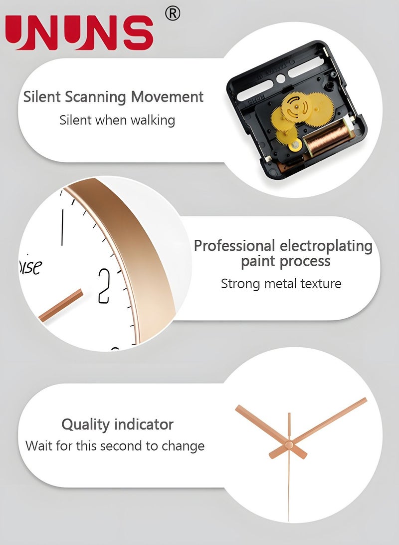 UNUNS 12 Inch Wall Clock, Silent Non-Ticking Wall Clock Glass Round Clocks Modern Quartz Clock, Modern Decorative Wall Clocks for Home Living Room Bedroom Kitchen - Image 5