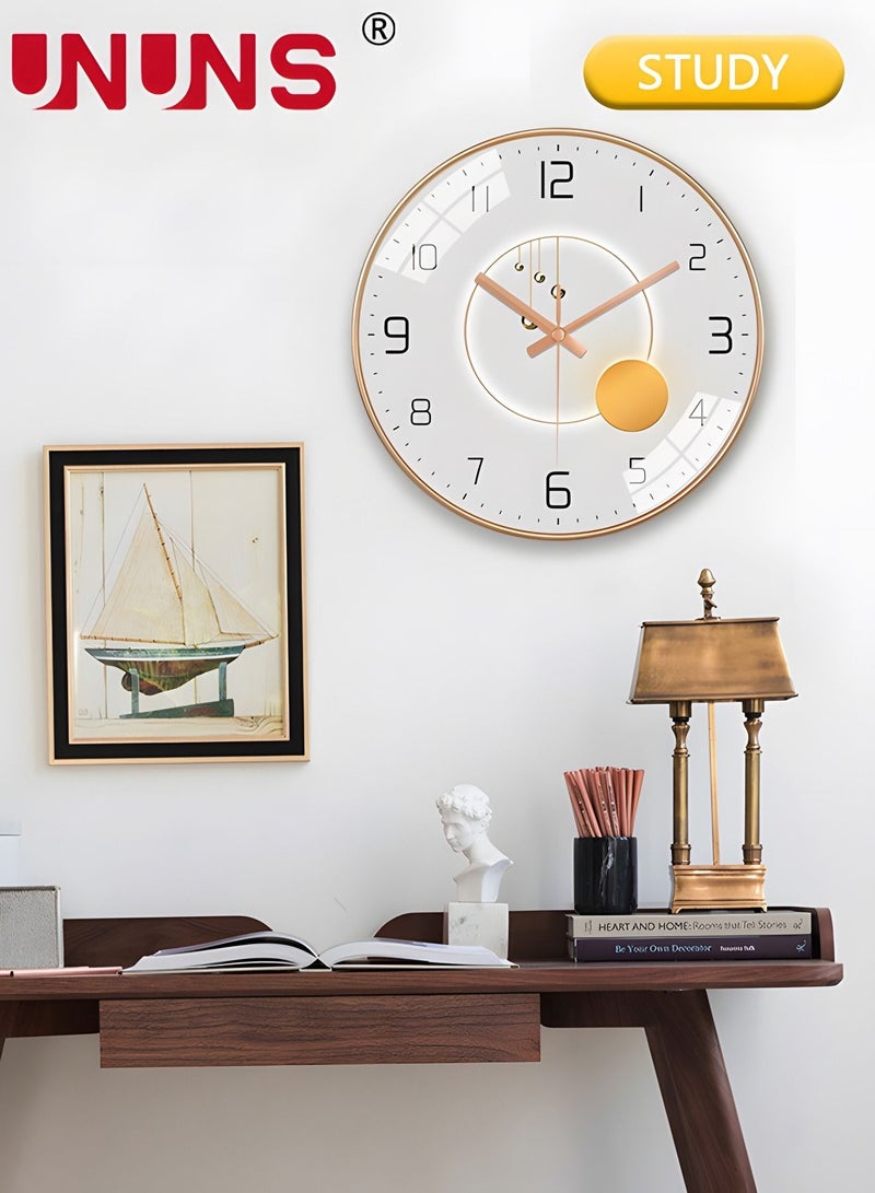 UNUNS 12 Inch Wall Clock, Silent Non-Ticking Wall Clock Glass Round Clocks Modern Quartz Clock, Modern Decorative Wall Clocks for Home Living Room Bedroom Kitchen - Image 3