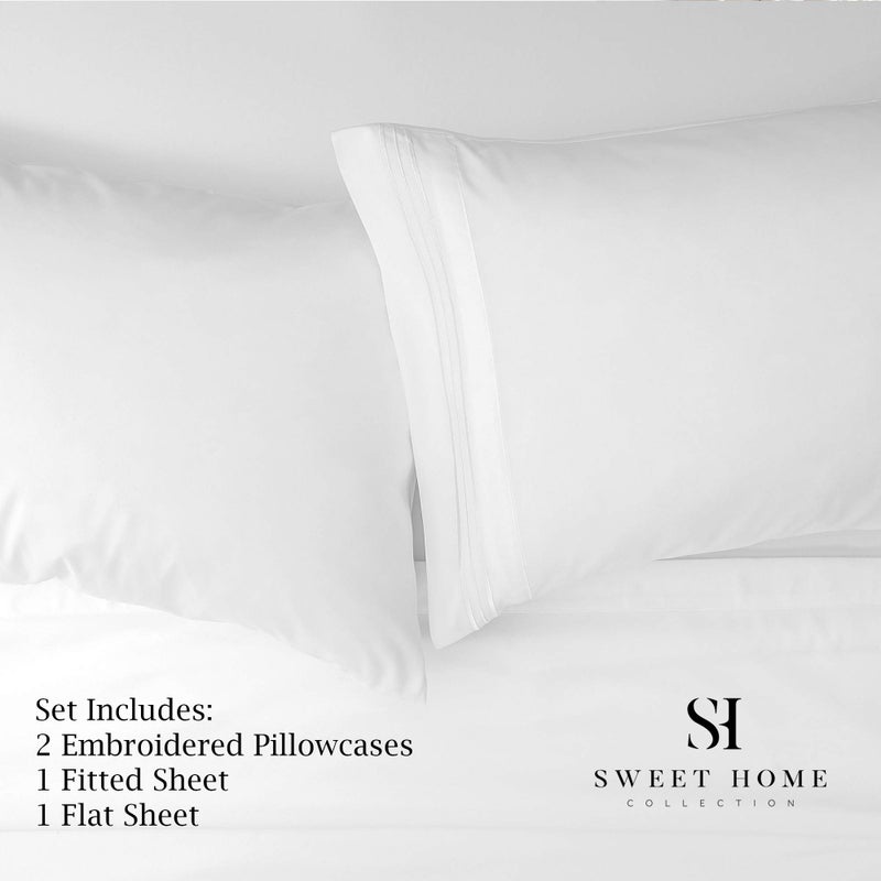 Sweet Home Collectio 1500 Supreme Collection Extra Soft RV Short Queen Sheets Set  White - Luxury Bed Sheets Set with Deep Pocket Wrinkle Free Hypoallergenic Bedding  Over 40 Colors  RV Short Queen Size  White  - Image 2